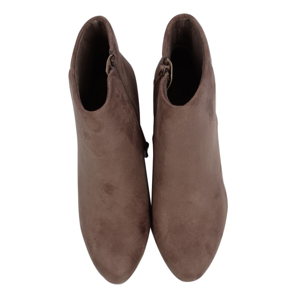 Cement Faux Suede Wedge Ankle Bootie - Picture 4 of 6